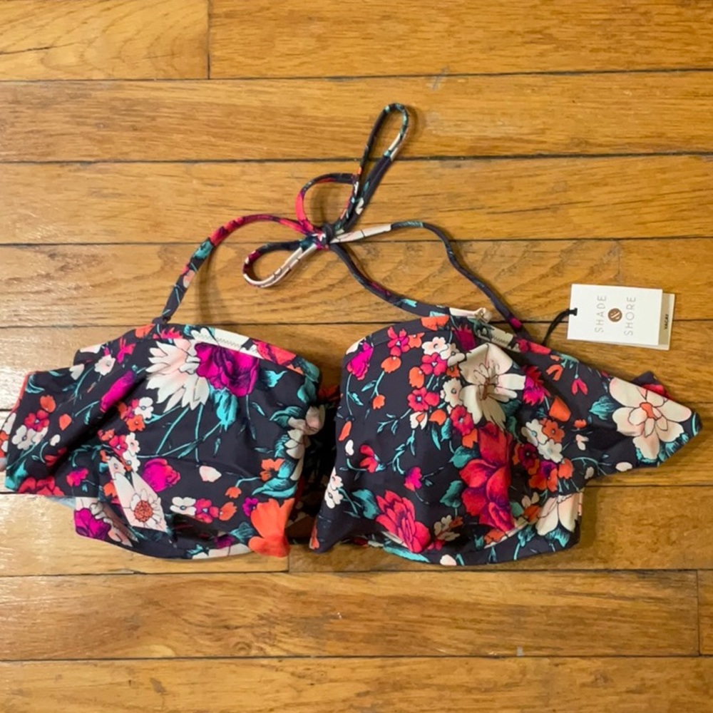 Shade and Shore 38D Floral Halter / Strapless Bikini Top